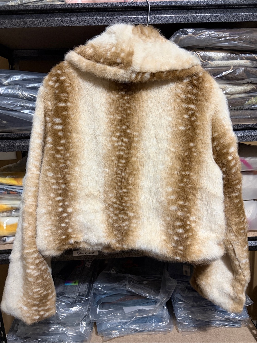 NWT BLUE B Buckled Deer Print Faux Fur Jacket - Picture 4 of 6